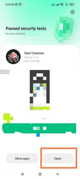 desi cinema apk launch button after installation