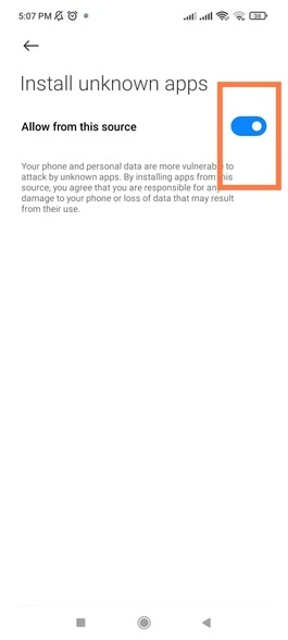 enable chrom permission to install apps from unknown sources