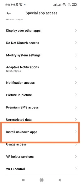 install unknown apps option in android phone