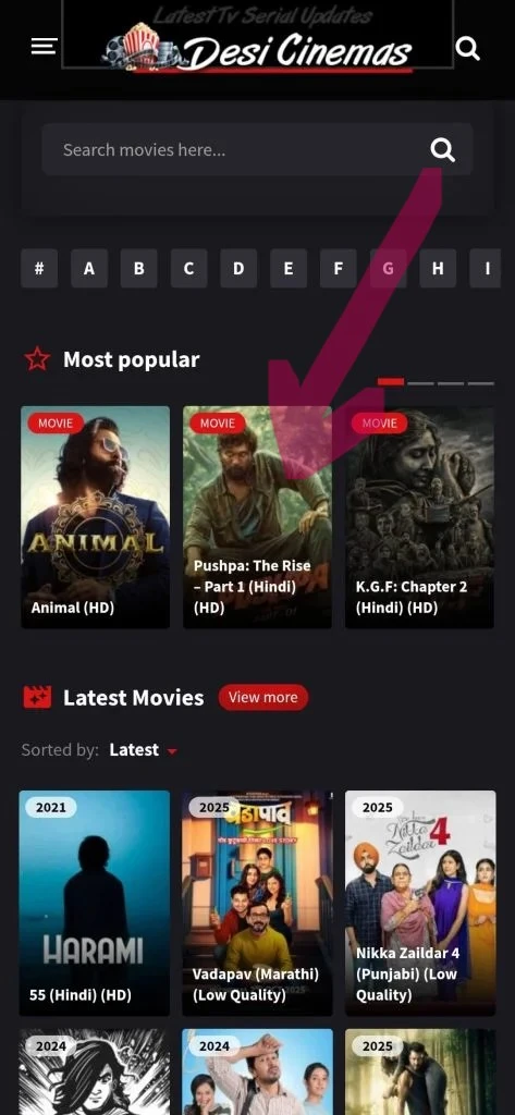 desi cinema ios app ui homescreen